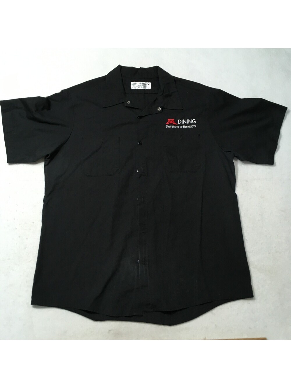 UNIFORM UNIVERSITY MINNESOTA WORK SHIRT Medium ARAMARK BLACK EMBROIDERED LOGO